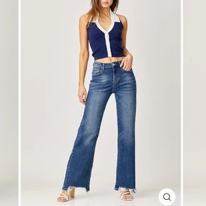 Risen High Rise Wide Leg Jeans